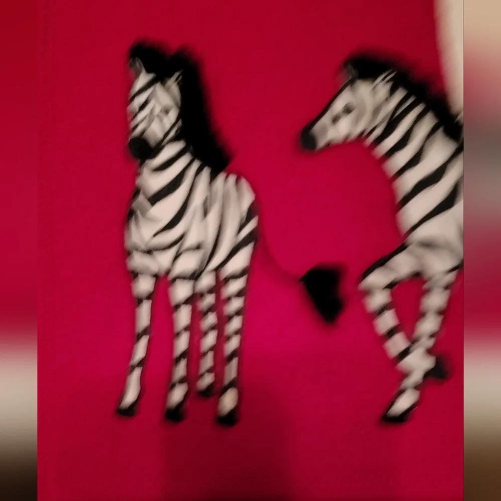 #121 Carina- Vintage Red Sweater Vest with Zebra appliques +bonus Striped Top - Picture 8 of 10